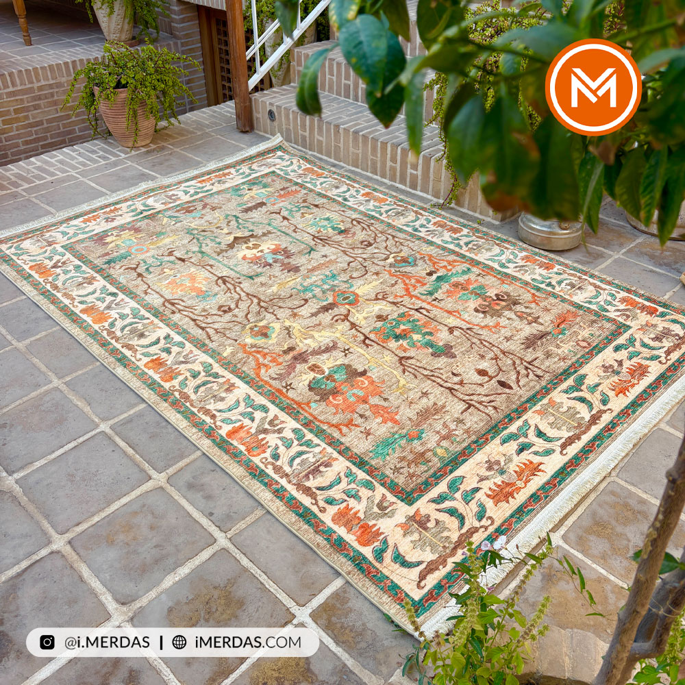 فرش کهنه نما کد 22217 زمینه تمام رنگ